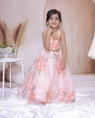 Peach flower lehenga
