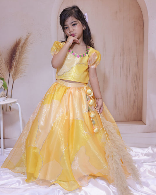 Haldi Ready! Yellow Lehenga for Your Little Diva