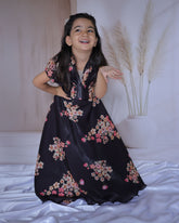 Black floral print Lehenga