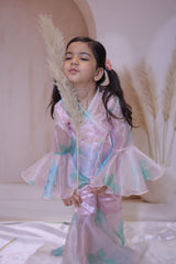 Meadow Mist organza flared sharara,top and pearl embellished shrug