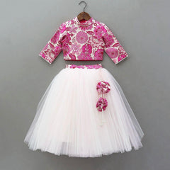 Blush Petal Lehenga Set with Floral Blouse