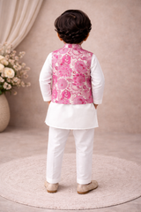 Rosé Bloom Kurta Set with Floral Jacket