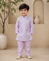 Lilac Silk Kurta Set for Boys