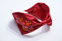 Hand embroidered red hairband