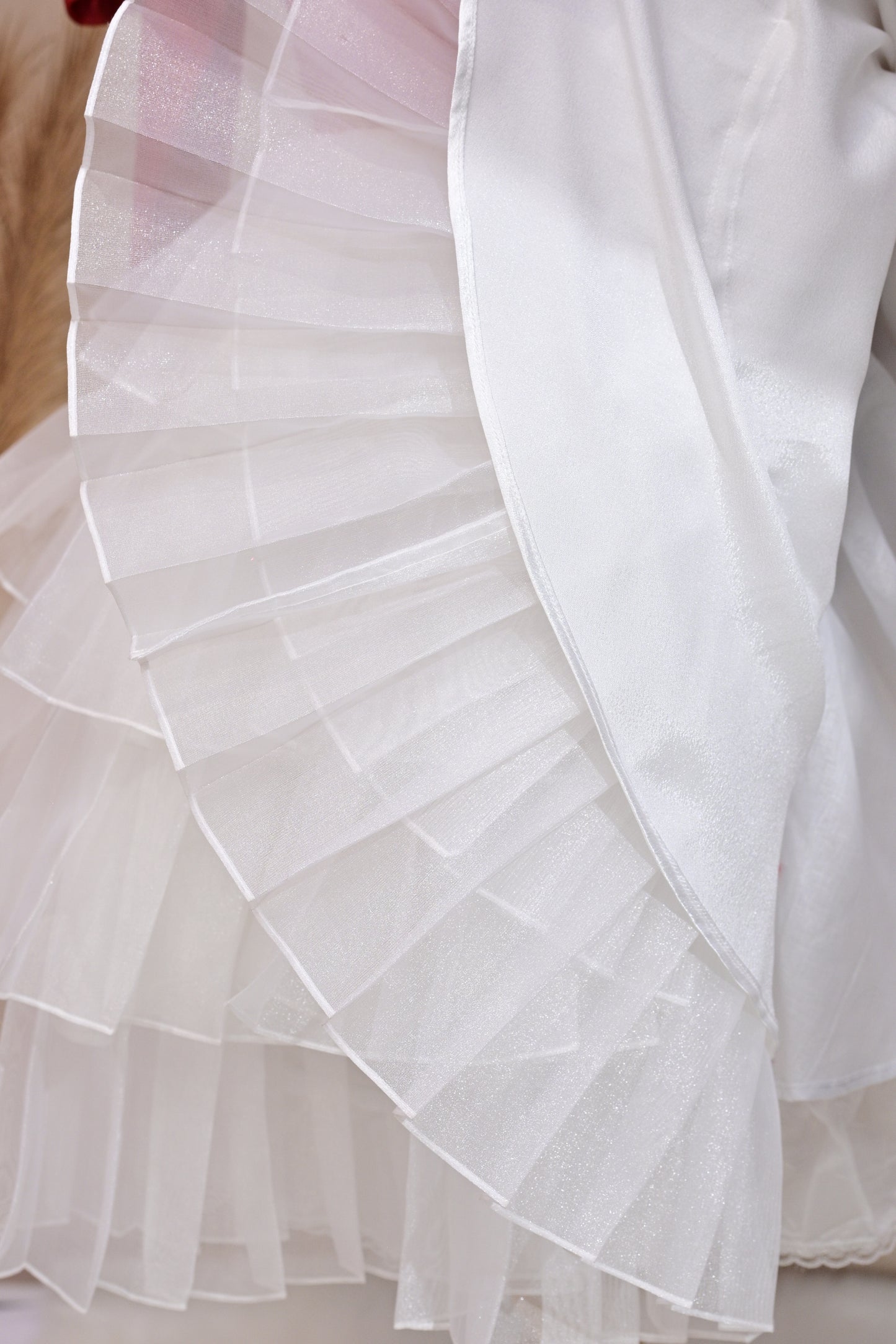 Pre order Red & White Frock with Pearl Lace – Elegance Redefined