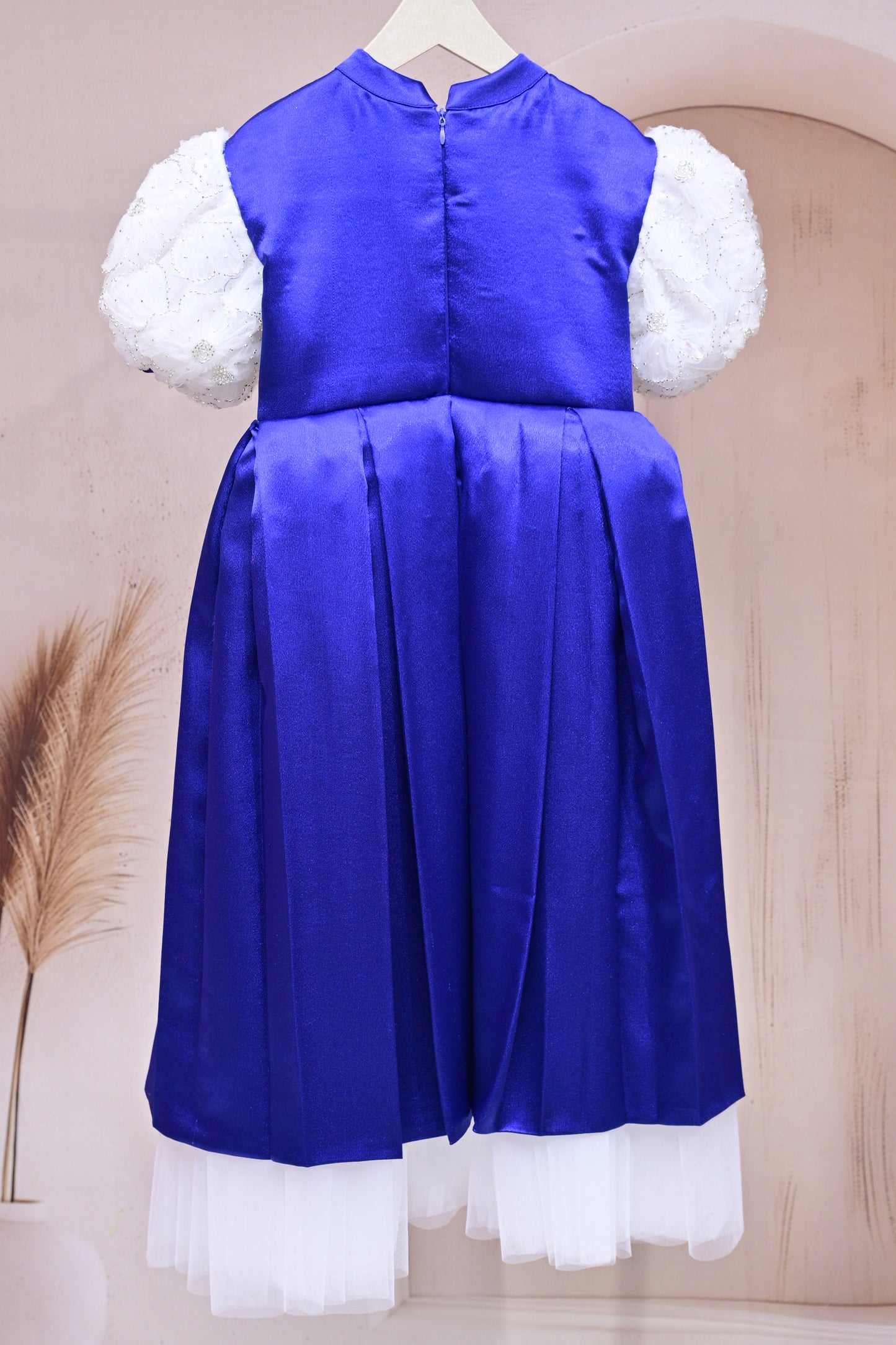 Royal Blue Satin & Lace Dress – A Perfect Blend of Elegance and Grace 💙