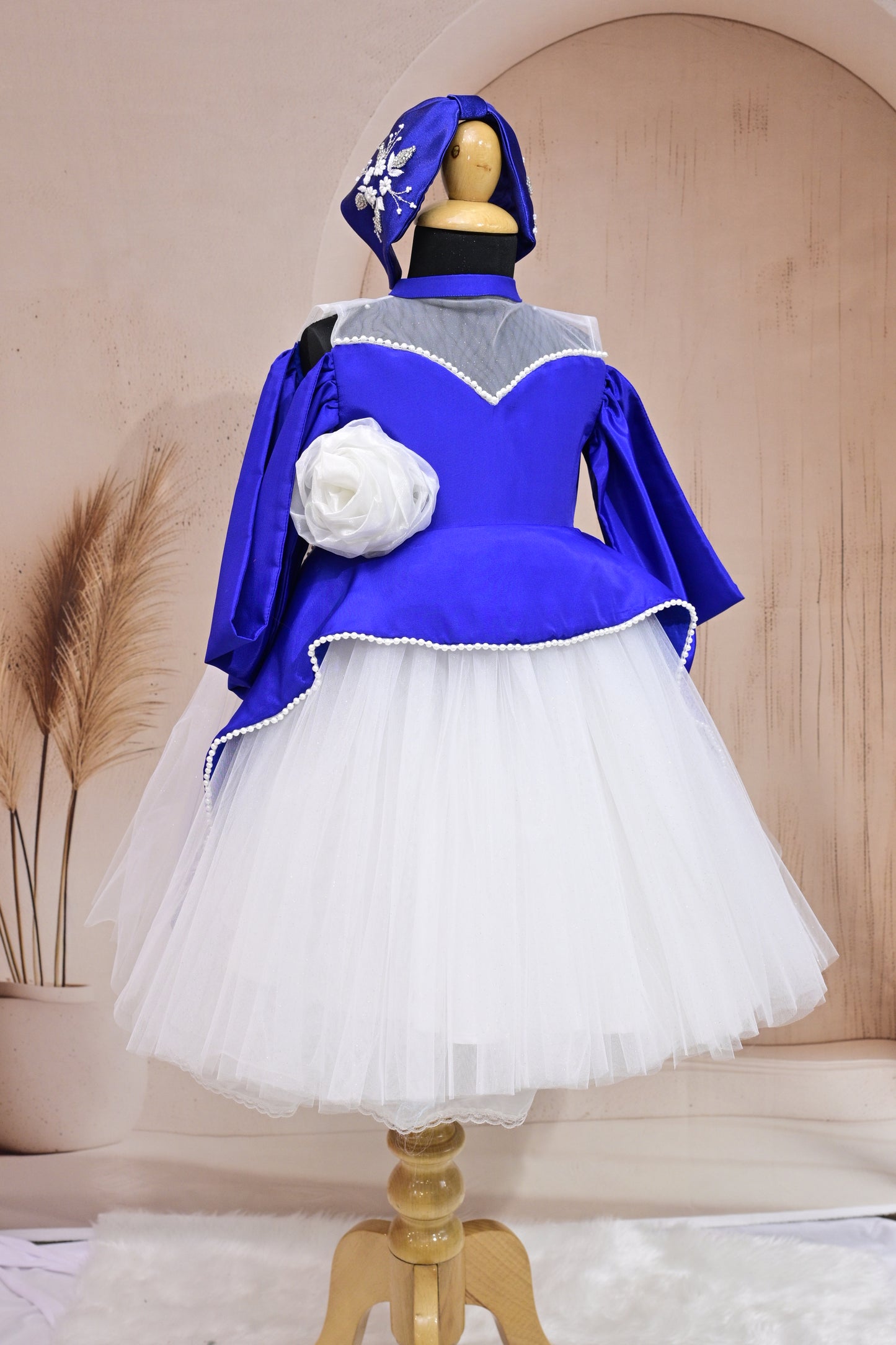 pre-ordered Blue & White Frock with Pearl Lace – A Fairy-Tale Charm