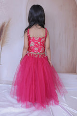 Brocade top and net Lehenga
