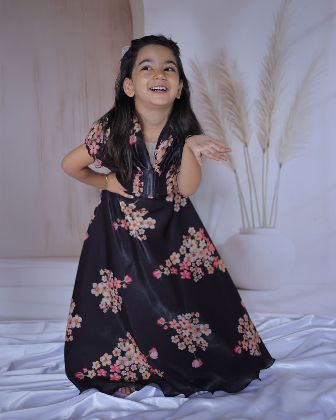 Black floral print Lehenga