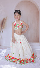 Flower embroidered lehenga