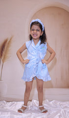 Sky blue ruffle blazer Dress