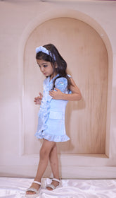 Sky blue ruffle blazer Dress