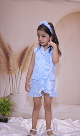 Sky blue ruffle blazer Dress