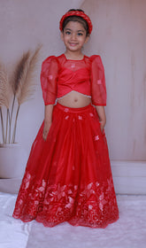 Megenta pink organza Lehenga set