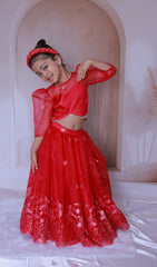 Megenta pink organza Lehenga set