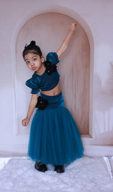 Teal blue skirt & top
