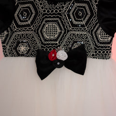 Monochrome Rosette Tulle Party Dress