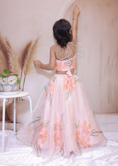 Peach flower lehenga