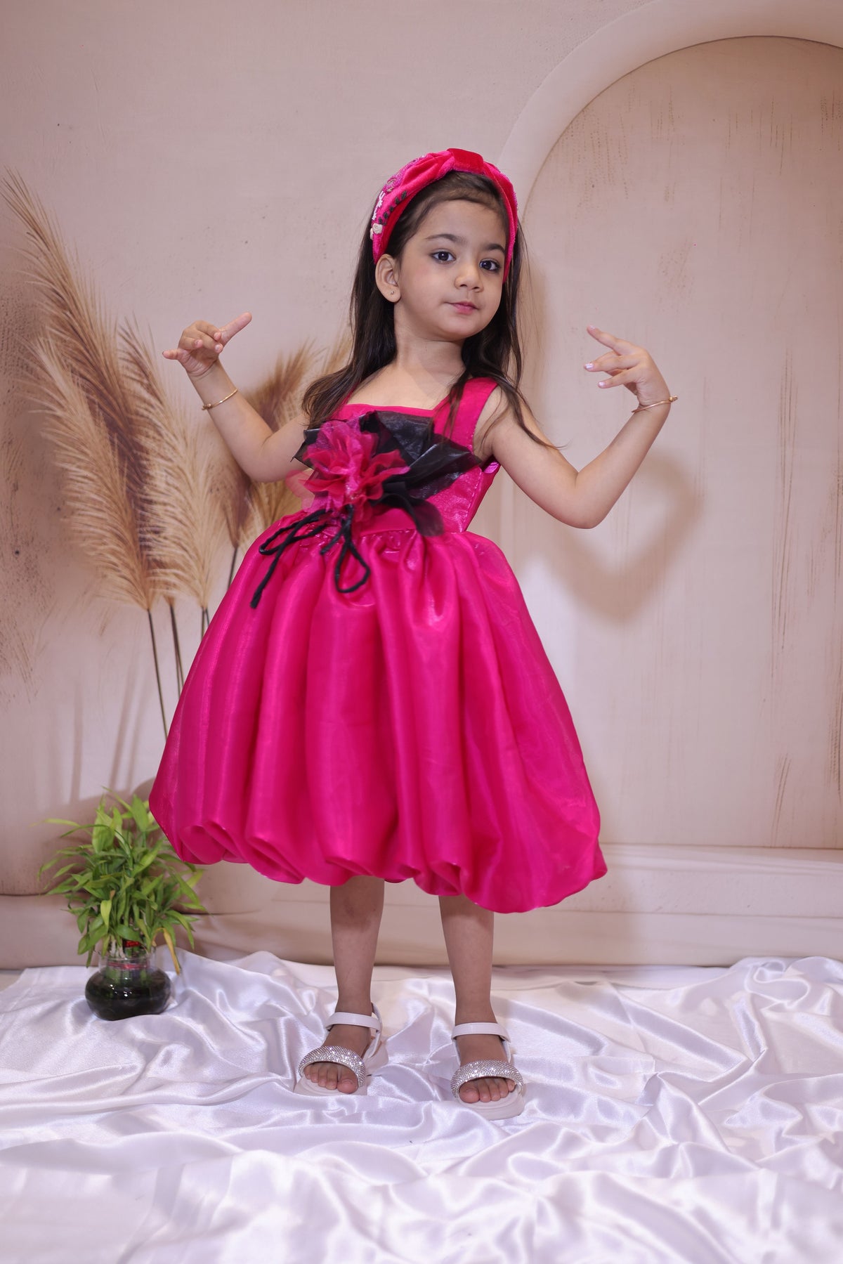 Hot Pink Floral Bloom Dress – A Burst of Glamour