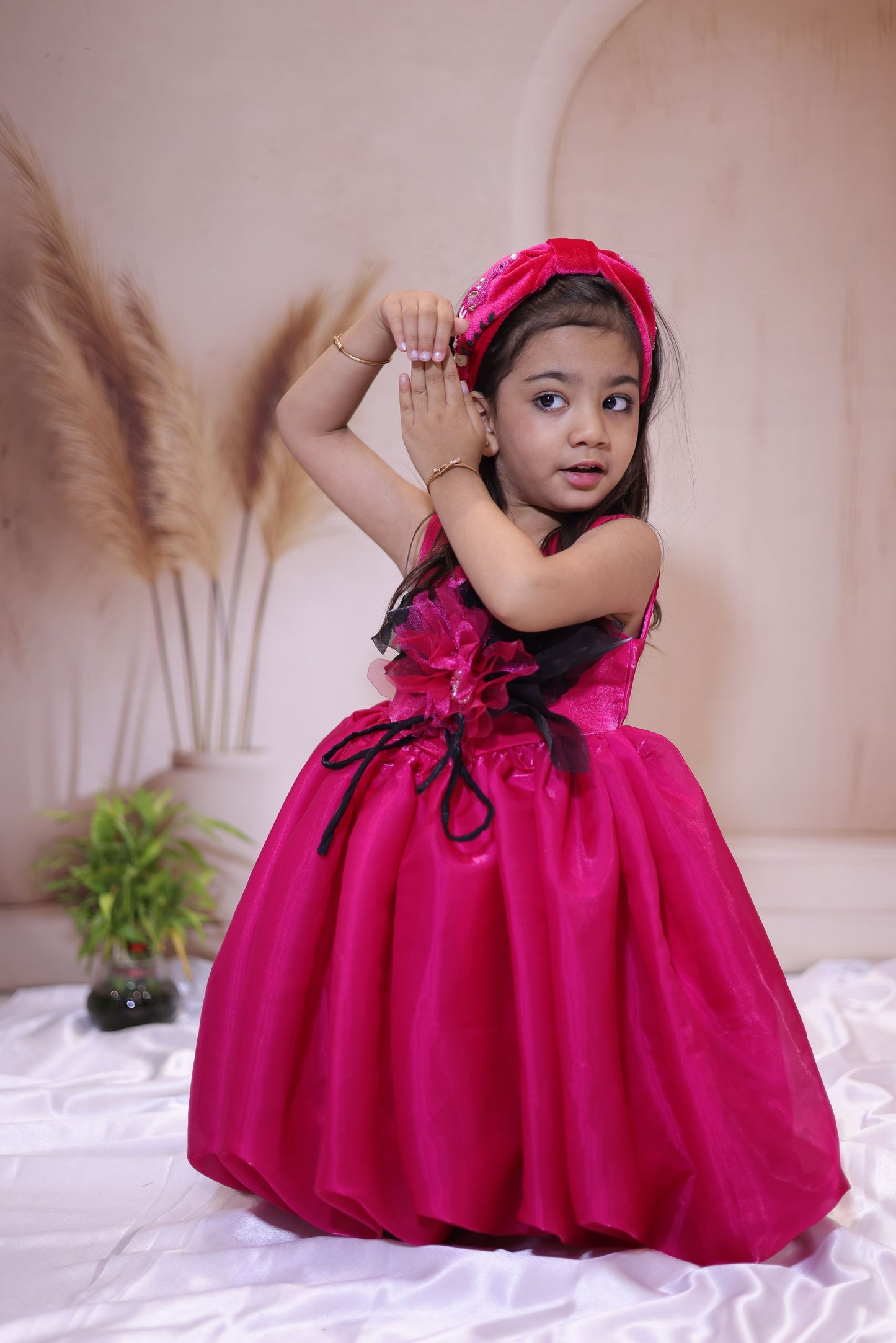 Hot Pink Floral Bloom Dress – A Burst of Glamour