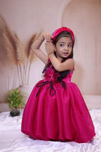 Hot Pink Floral Bloom Dress – A Burst of Glamour