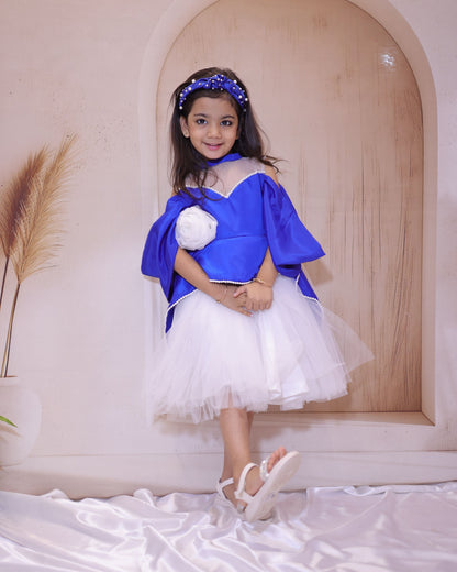 pre-ordered Blue & White Frock with Pearl Lace – A Fairy-Tale Charm