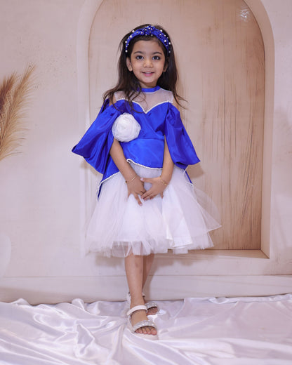 pre-ordered Blue & White Frock with Pearl Lace – A Fairy-Tale Charm