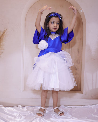 pre-ordered Blue & White Frock with Pearl Lace – A Fairy-Tale Charm