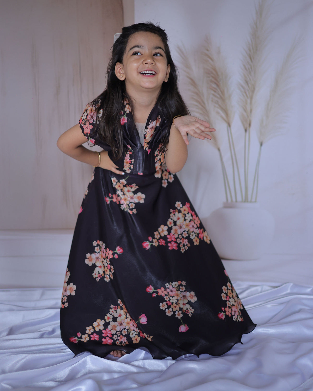 Black floral print Lehenga