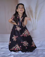 Black floral print Lehenga