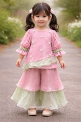 Beautiful pearl work stylish kurta and sharara