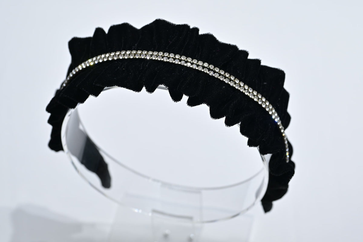 Black velvet rehinestone hairband