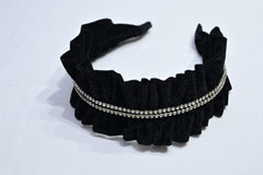 Black velvet rehinestone hairband