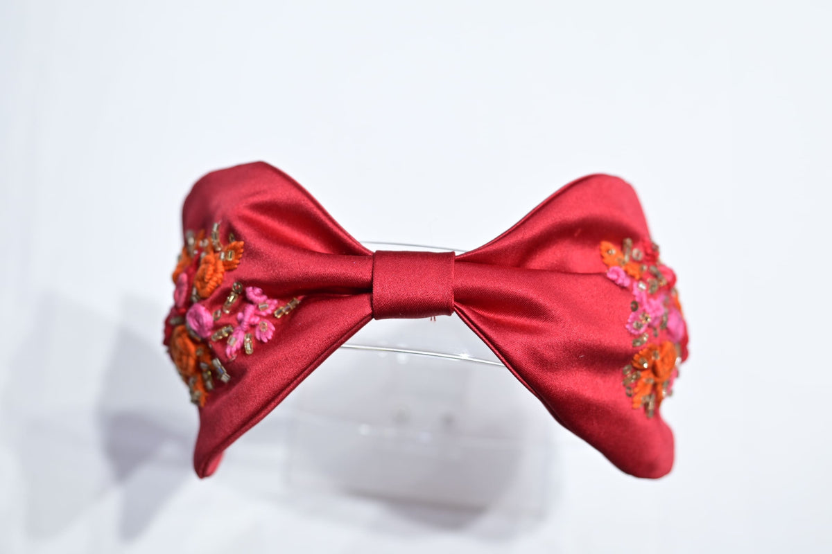 Hand embroidered red hairband
