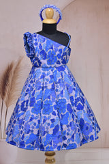 Blue Floral One-Shoulder Dress – A Whimsical Statement