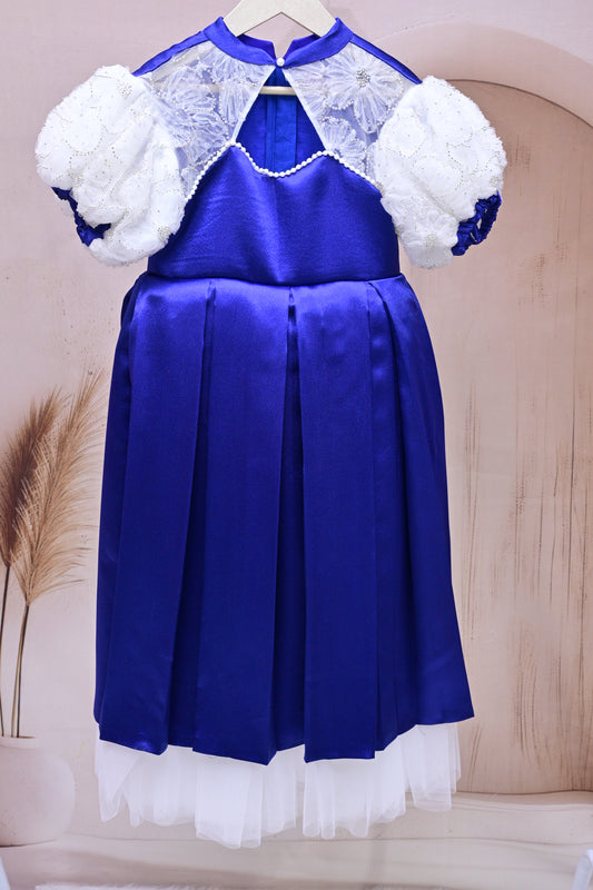 Royal Blue Satin & Lace Dress – A Perfect Blend of Elegance and Grace 💙