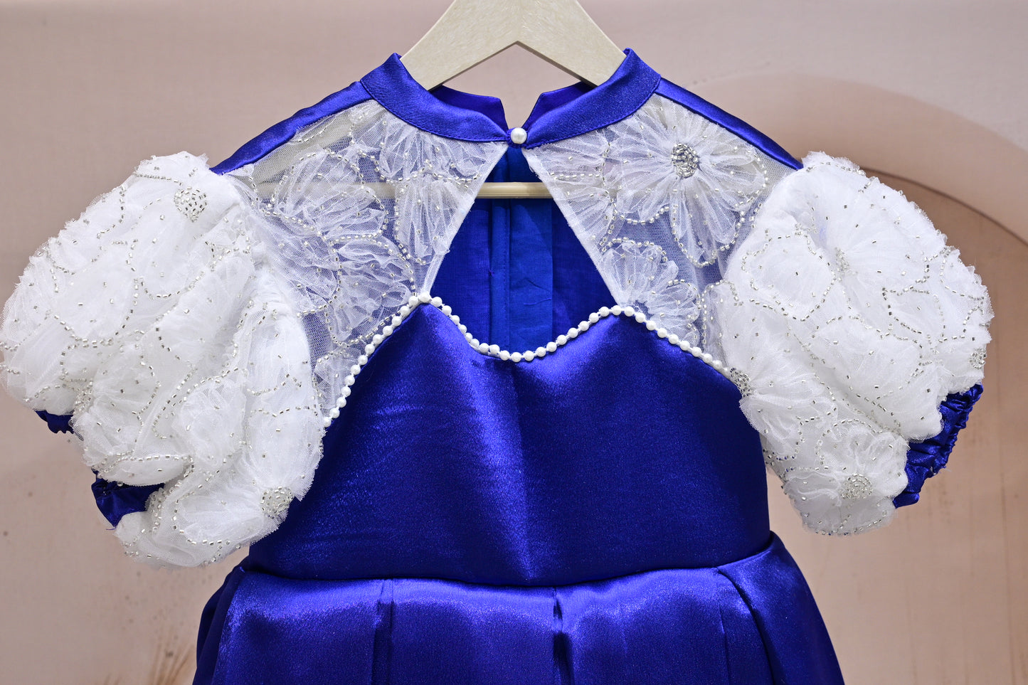 Royal Blue Satin & Lace Dress – A Perfect Blend of Elegance and Grace 💙