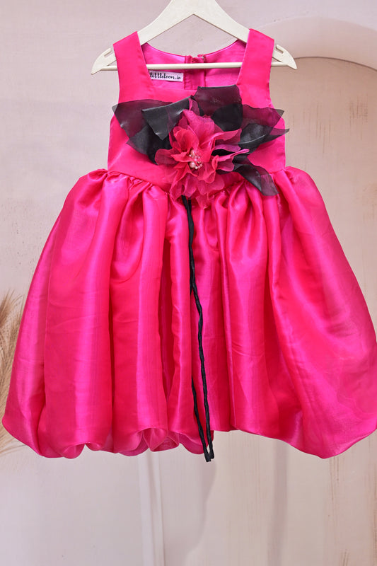 Hot Pink Floral Bloom Dress – A Burst of Glamour