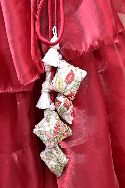 Crimson Blossom Tiered Lehenga Set – A Festive Statement for Little Divas