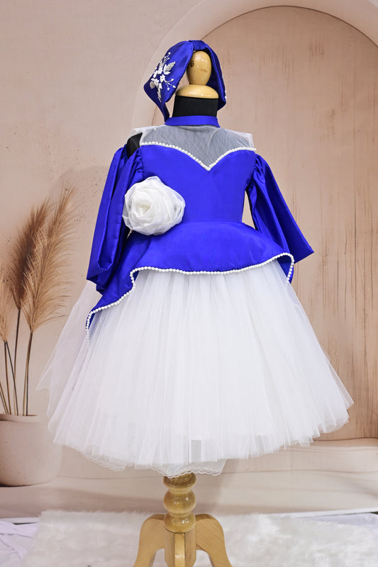 pre-ordered Blue & White Frock with Pearl Lace – A Fairy-Tale Charm