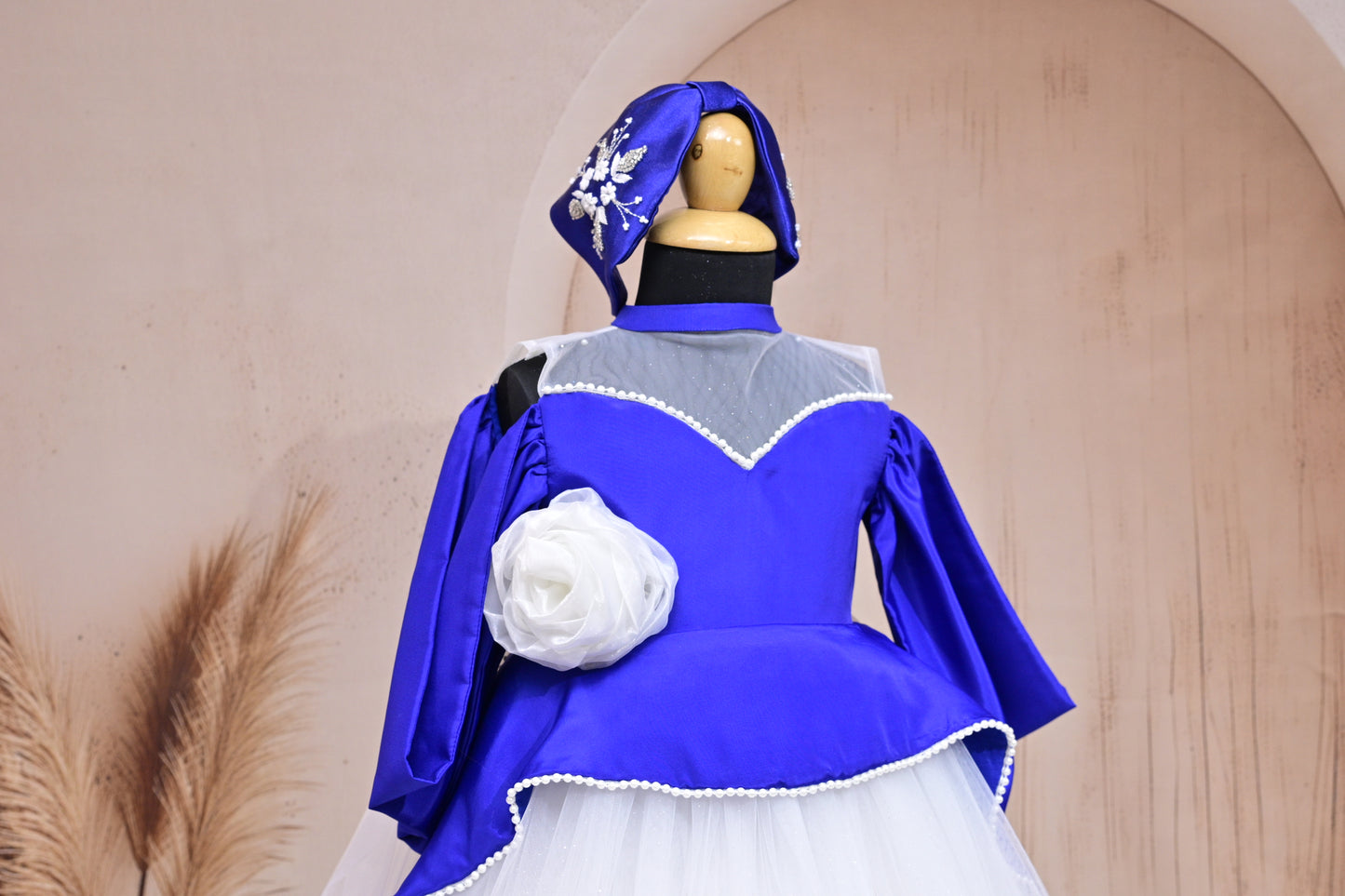 pre-ordered Blue & White Frock with Pearl Lace – A Fairy-Tale Charm