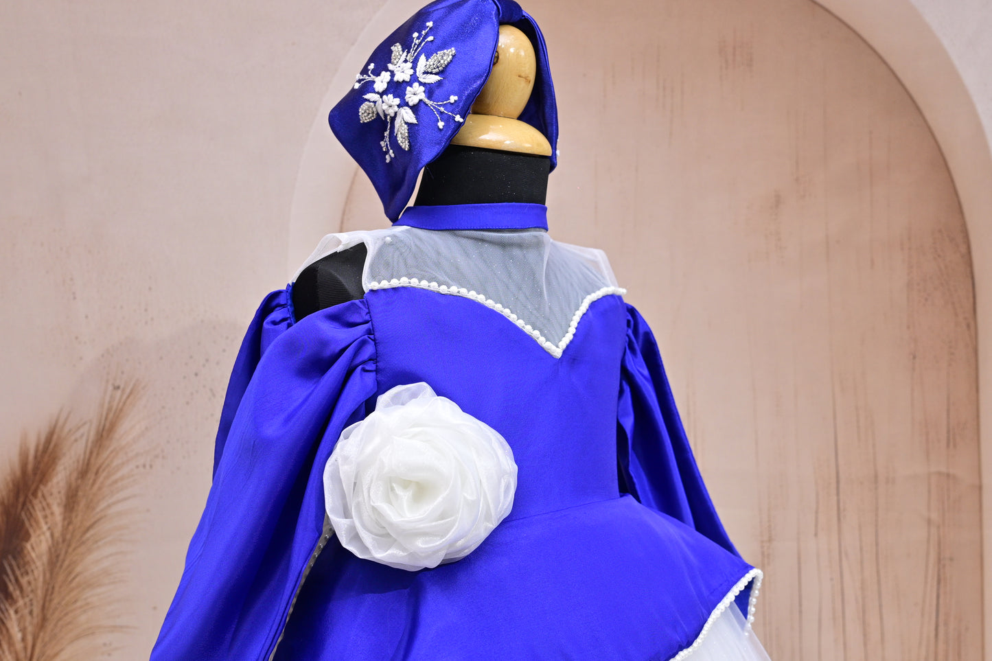 pre-ordered Blue & White Frock with Pearl Lace – A Fairy-Tale Charm
