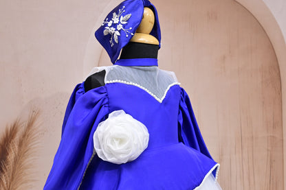 pre-ordered Blue & White Frock with Pearl Lace – A Fairy-Tale Charm