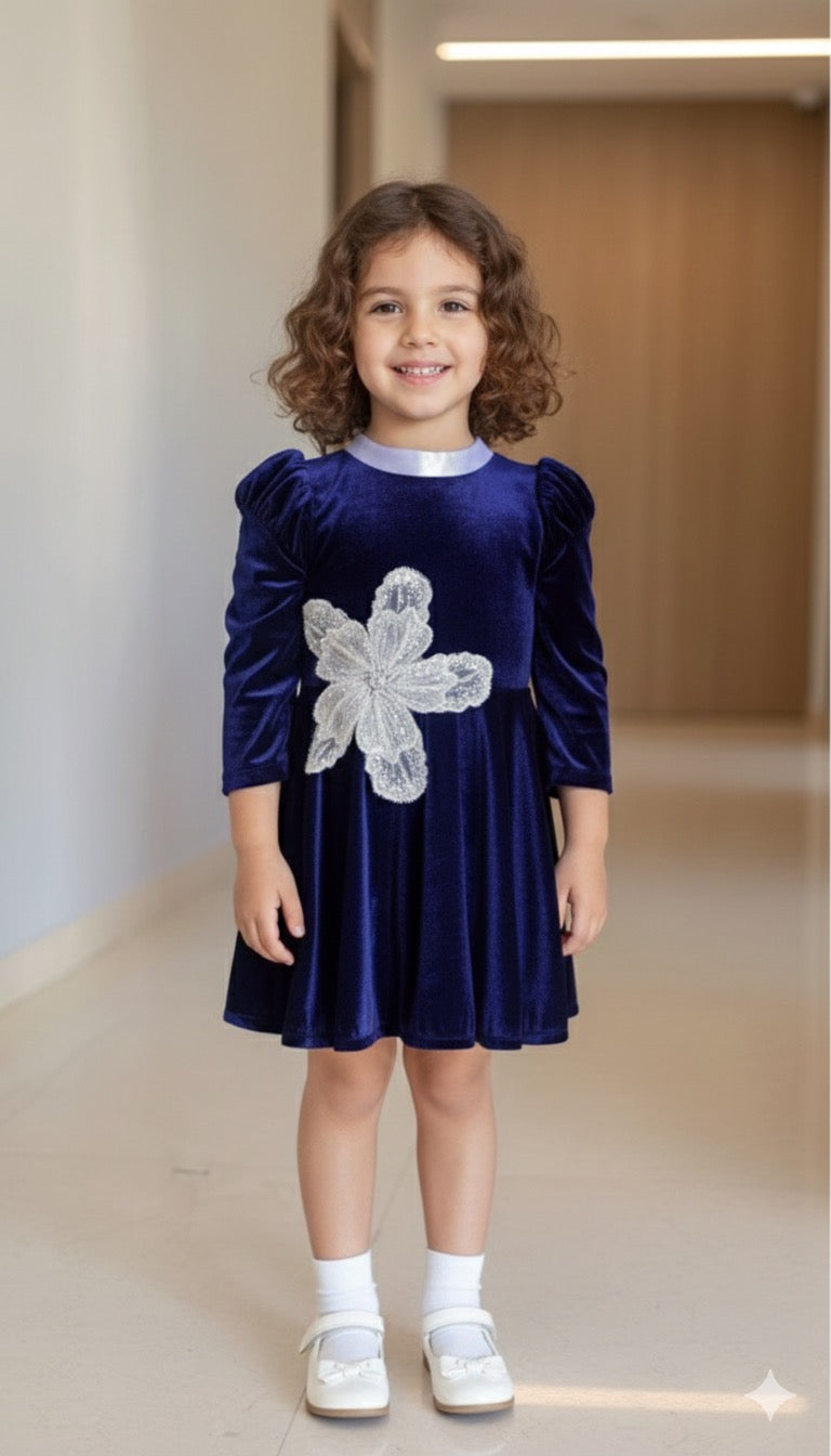 Velvet Frock with flower detailing