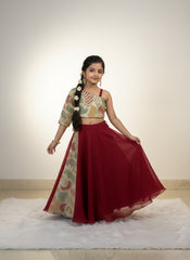 One shoulder blouse & Lehenga