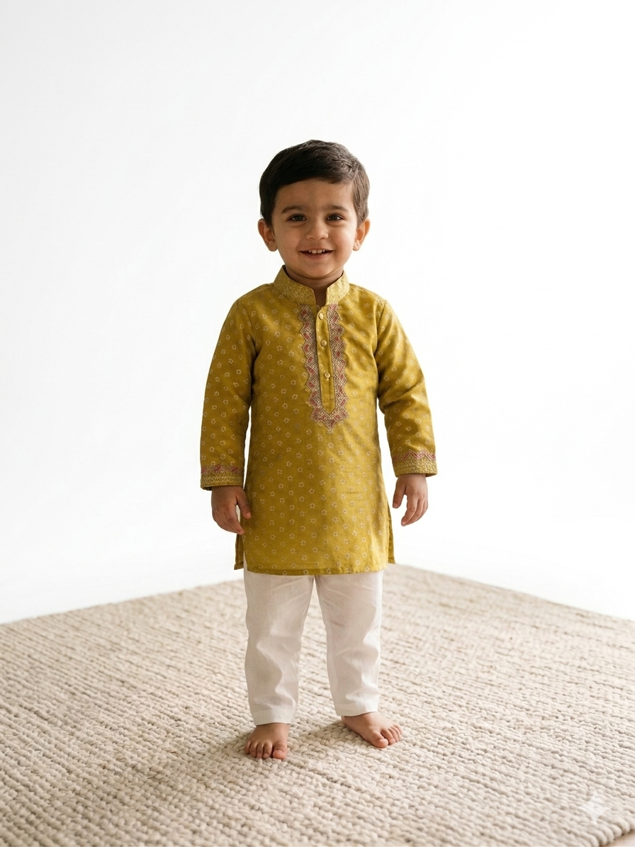 Parrot green Heirloom Kurta Set