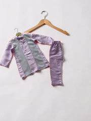 Lilac Silk Kurta Set for Boys