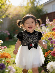 Monochrome Rosette Tulle Party Dress
