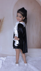 Black velvet long bow dress
