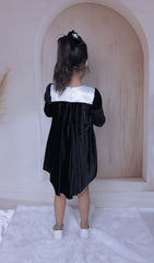 Black velvet long bow dress